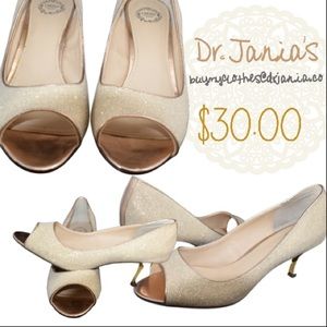 Gold Sparkle Kitten Heels